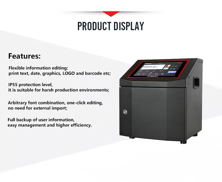 BTMARK W7 Automatic cij Printer Digital Plastic Bottle Water Pipe Label Batch Coding Expiry Date Printing Machine cij Inkjet