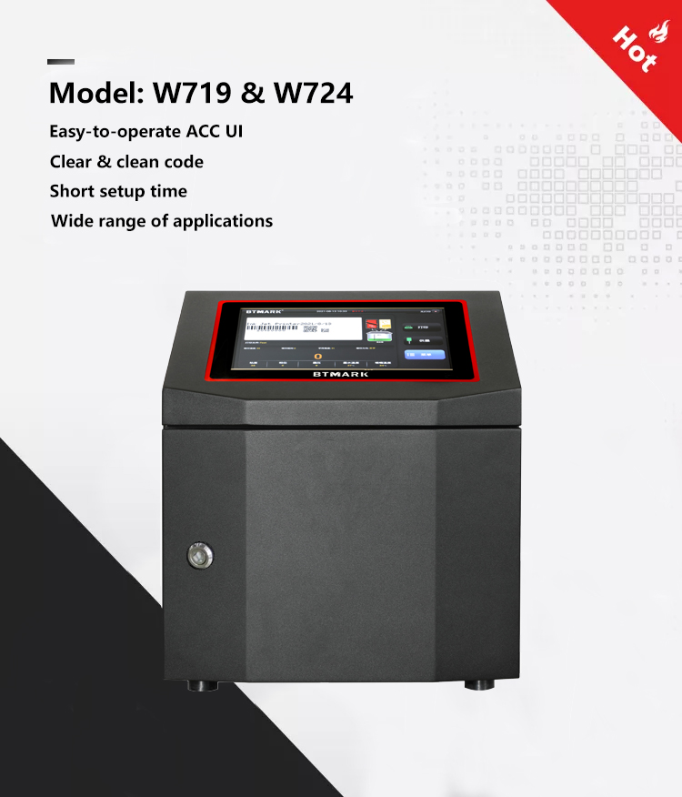 BTMARK W7 Series 2022 High Performance CIJ Continuous Small Character Inkjet Printer with Conveyor