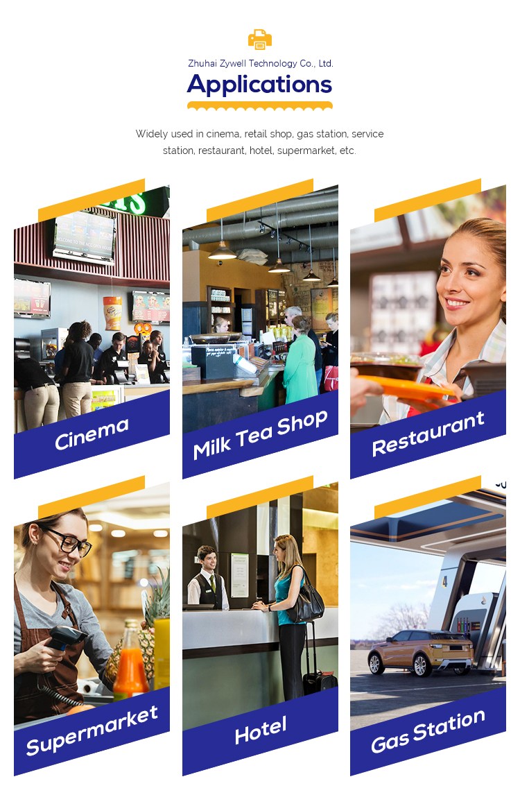 ZYWELL ZY306 POS 58 80 mm printer thermal free driver 300 dpi pos