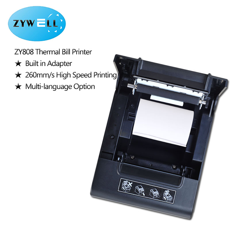 ZYWELL Cheap small printer ZY808 Zywell pos system desktop inkless