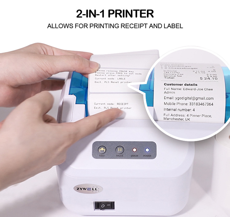 ZYWELL - Thermal label printer zy609 with printer driver 80mm inkless ...