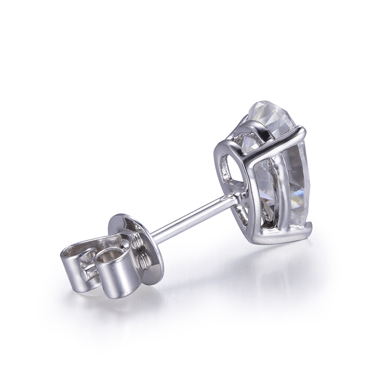 Orecchini A Bottone In Moissanite 2 Carati, Colore D VVS1, In Argento 925 - Con Certificato GRA, Unisex