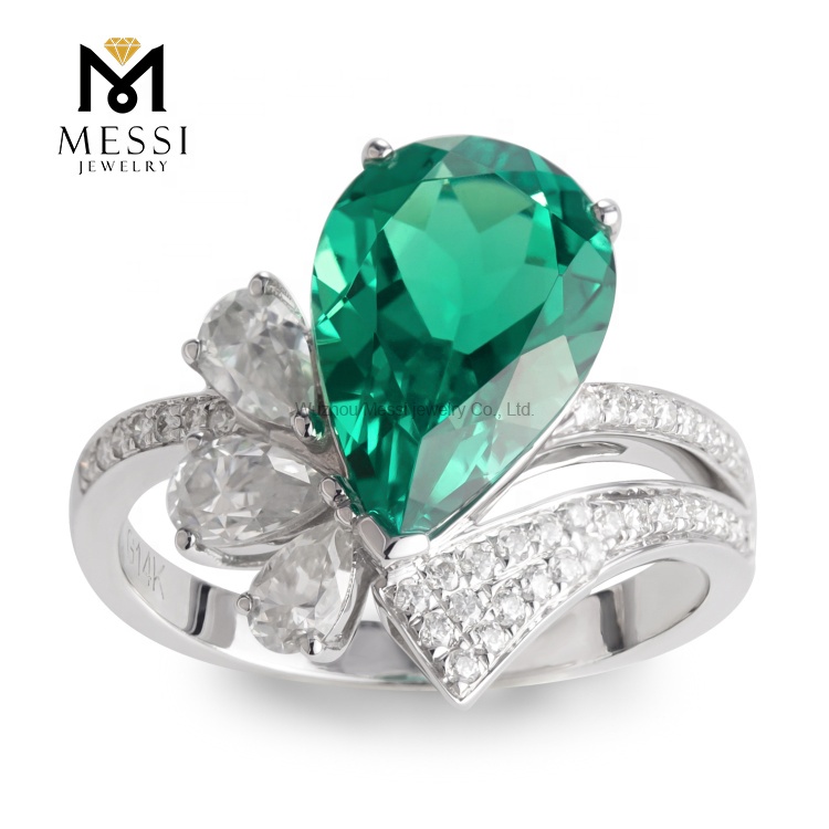 Messi Jewelry Messi Jewelry anillo de piedra grande verde