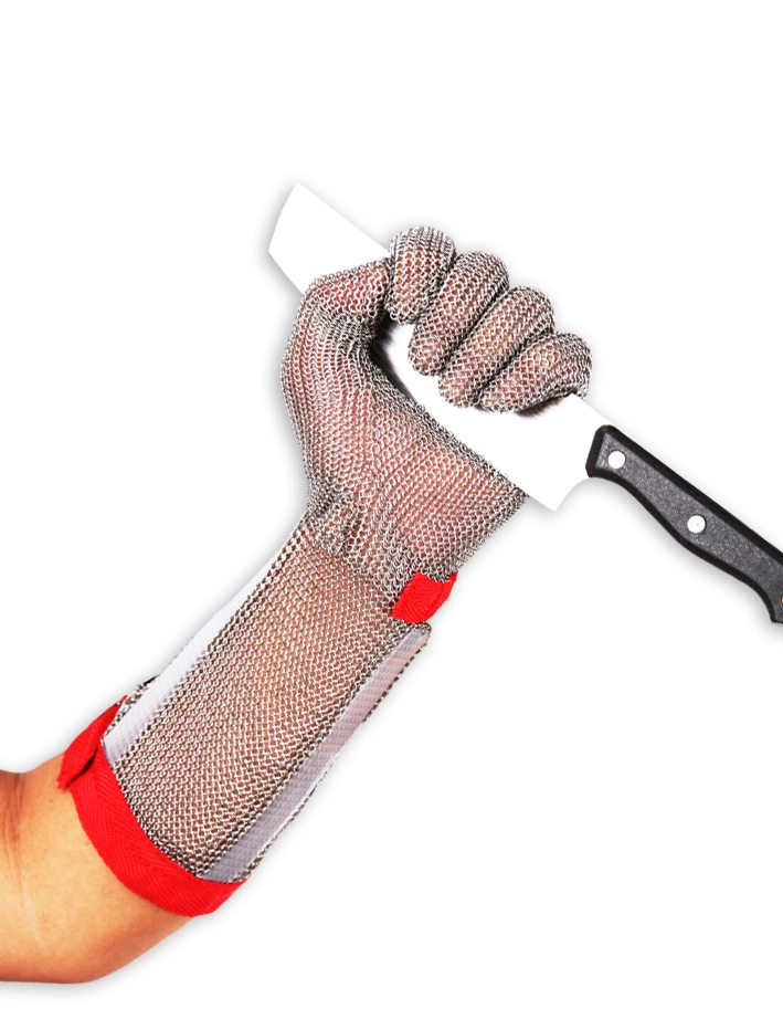 Fiver Finger Steel Glove with Extended Cuff