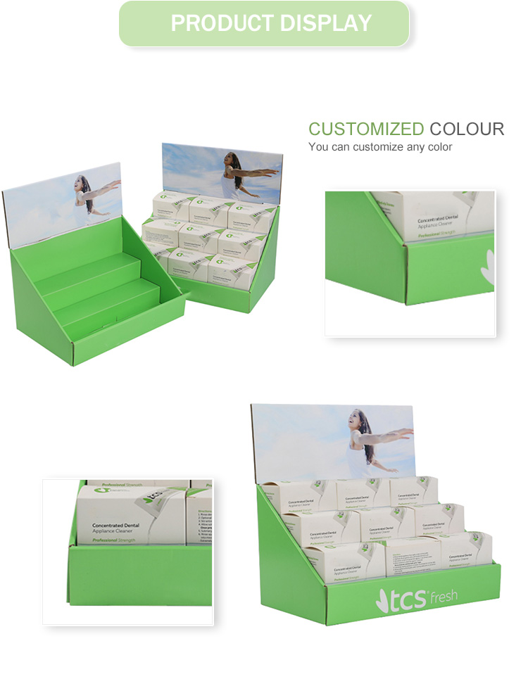 Color Printed Corrugated Cardboard Paper Packaging Stand Laminated Tissue Counter Display Gift Box