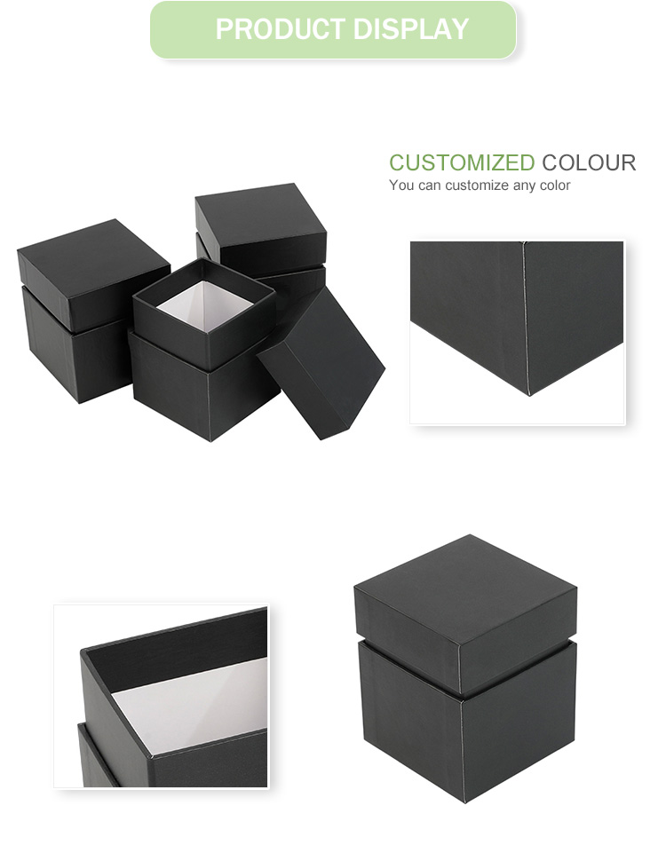 Eco-Friendly Luxury Black Cardboard Paper Candle Jars Packing Gift Storage Box with Lids