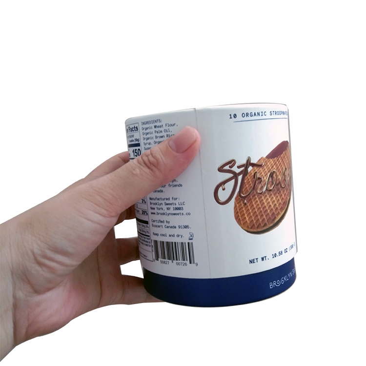 Custom Printed Eco-Friendly Round Cylinder Food and packaging Box CookieTube with Lid
