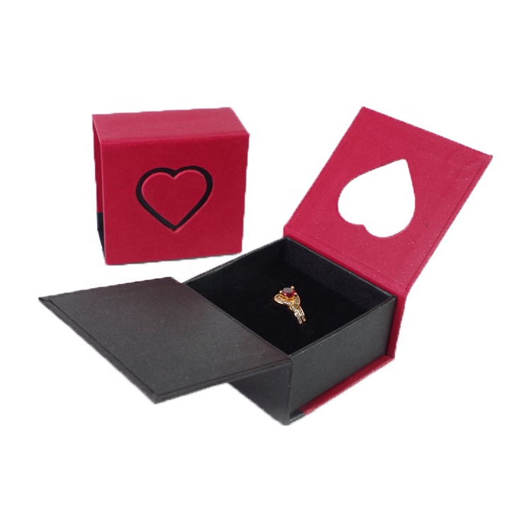 Newly Cardboard Sliding Drawer Velvet Jewelry Box Necklace Storage Gift Packaging with Ribbon