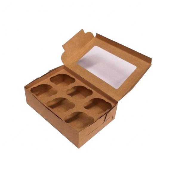 Eco Friendly 7 inch Kraft Barni Cup Cake Takeaway Box Packing with Cardboard Divider Insert