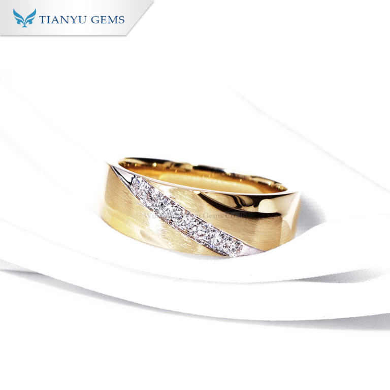 Anillo personalizado de diamantes de laboratorio de oro amarillo de 14k con  gemas Tianyu para bodas Fabricantes de anillos para hombres de China