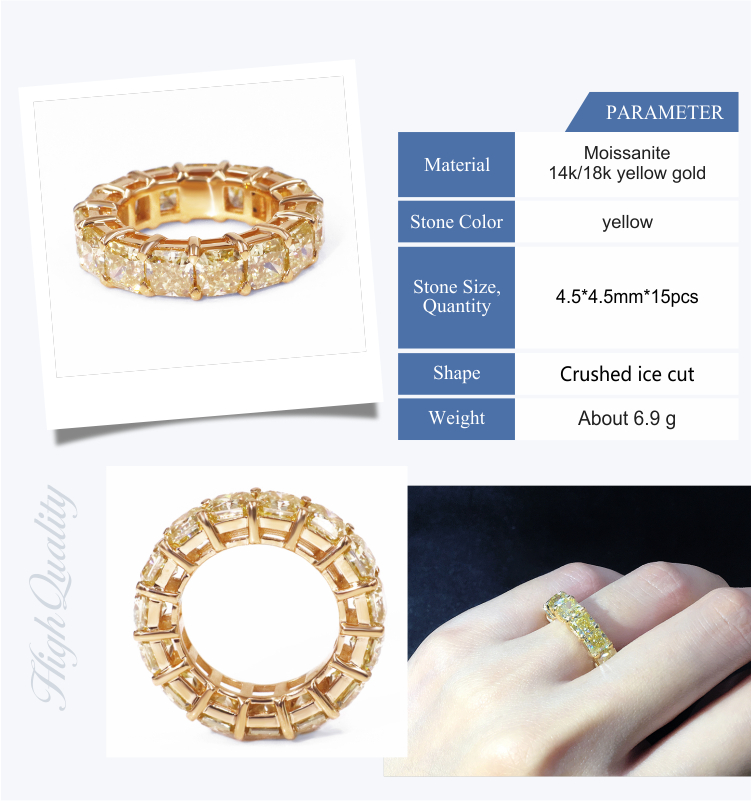 Tianyu gems custom size and design yellow moissanite 14k yellow gold engagement rings