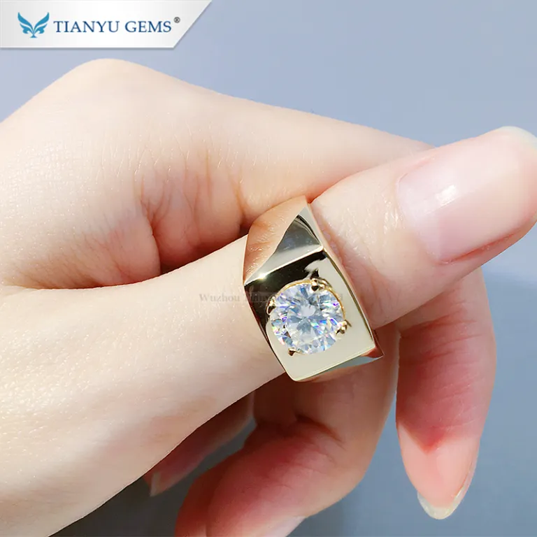 Tianyu宝石2カラットモアッサナイトダイヤモンドリングピュアK14/18K  