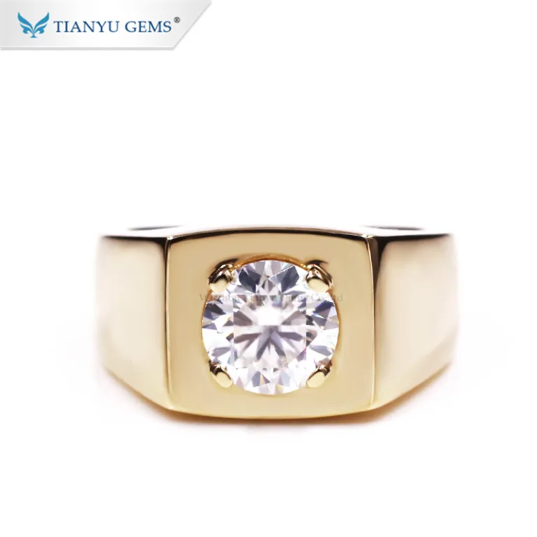 Tianyu宝石2カラットモアッサナイトダイヤモンドリングピュアK14/18K 