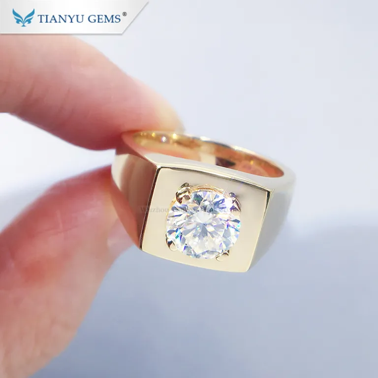 Tianyu宝石2カラットモアッサナイトダイヤモンドリングピュアK14/18K  