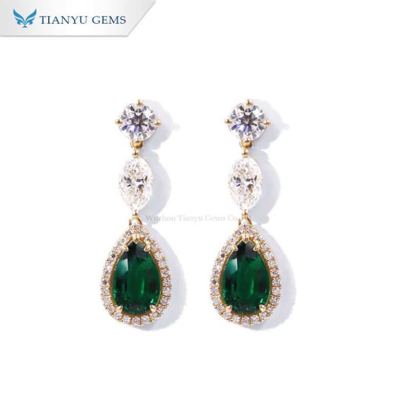 Boos worden waarschijnlijkheid Lift Tianyu gems - Tianyu gems Pear Lab Emerald Kleurloos Lab Grown Diamond  Charm Earring Luxe Geel Goud
