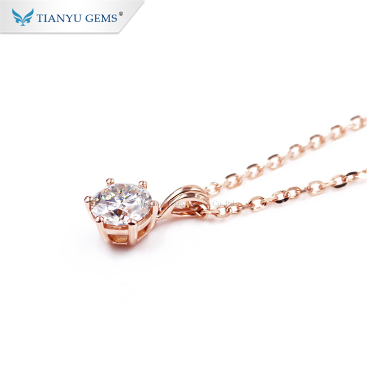Tianyu gems new fashion necklace 1ct moissanite diamonds 14k rose gold pendant for women