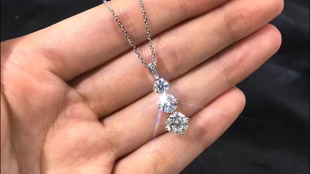 Custom Trillion Cut Champagne Diamond Necklace - Bario Neal