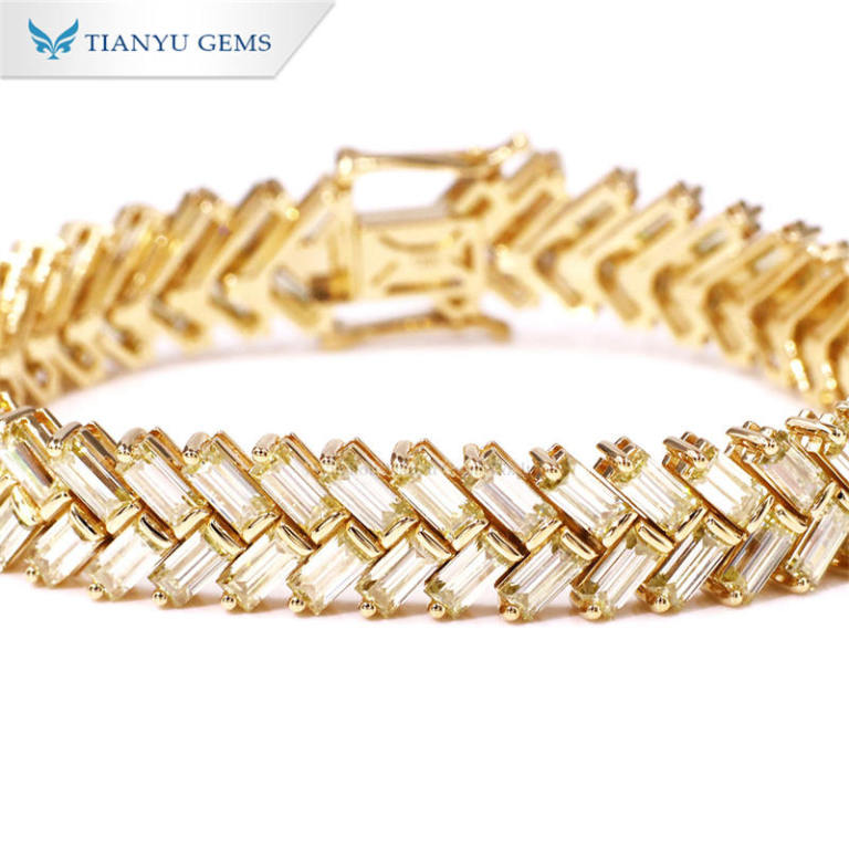 landinwaarts nauwelijks is meer dan Tianyu gems 10K 14K 18K Solid Gold 2.5*5M Emerald Diamond Moissanite Tennis  Armband Voor