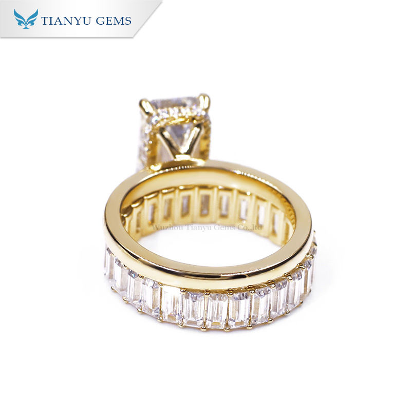 Tianyu gems emerald cut moissanite diamonds pure 14k gold Cocktail 