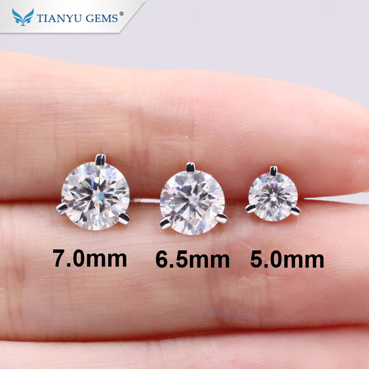 Tianyu Gems Cheap Wholesale Stock Prongs Moissanite Studs Earrings