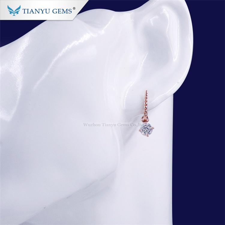 Tianyu Gems Tianyu Gems New Products 14k Rose Gold 1ct Moissanite Diamonds Charm Earring For