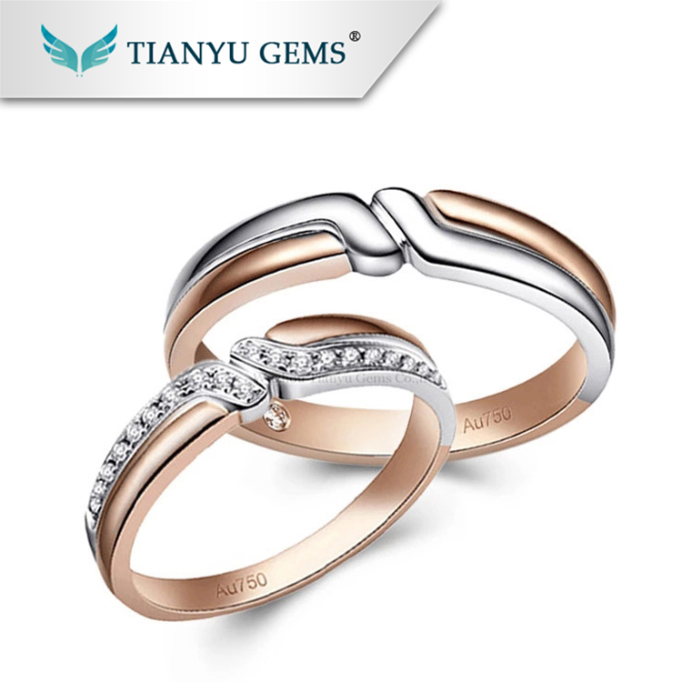 Tianyu gemmes or pur moissanite diamants couple bague pour mariage bague de mariage ensemble