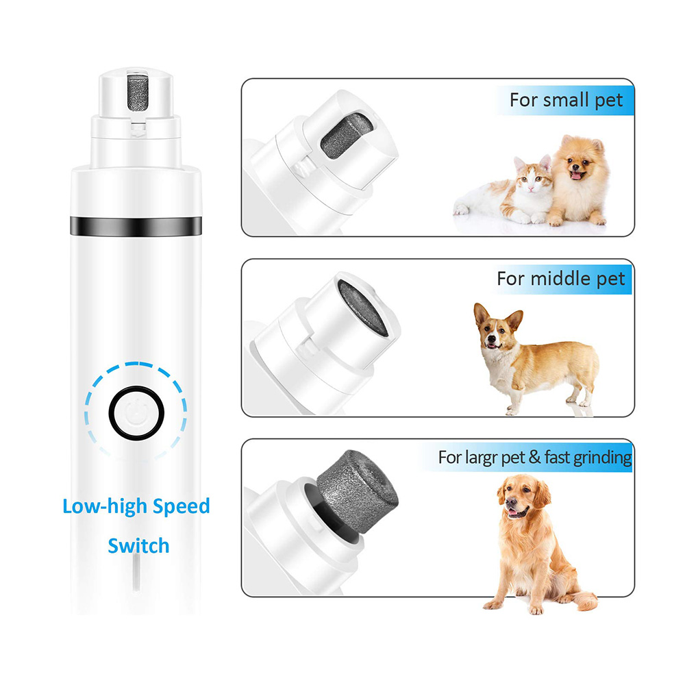 Dog Nail/Hair Grinder 3 in 1 USB Rechargeable Pet Paw Hair Clippers Quiet Electric Dog Claw Care Nail Trimmer Kit for Dog Cat