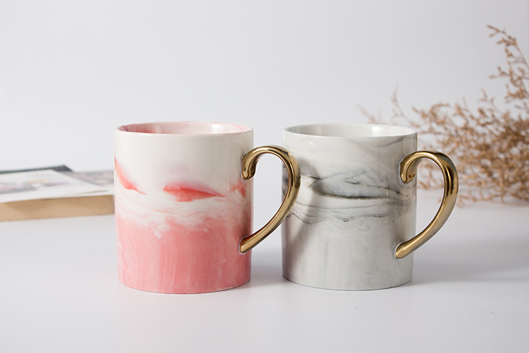 gold handle 14 oz ceramic coffee mugs porcelain cup gift custom marble ceramic texture coffee mugs