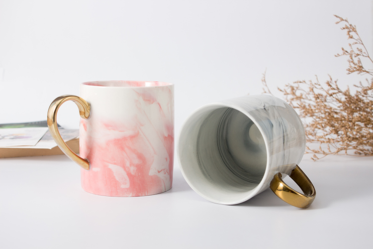 gold handle 14 oz ceramic coffee mugs porcelain cup gift custom marble ceramic texture coffee mugs