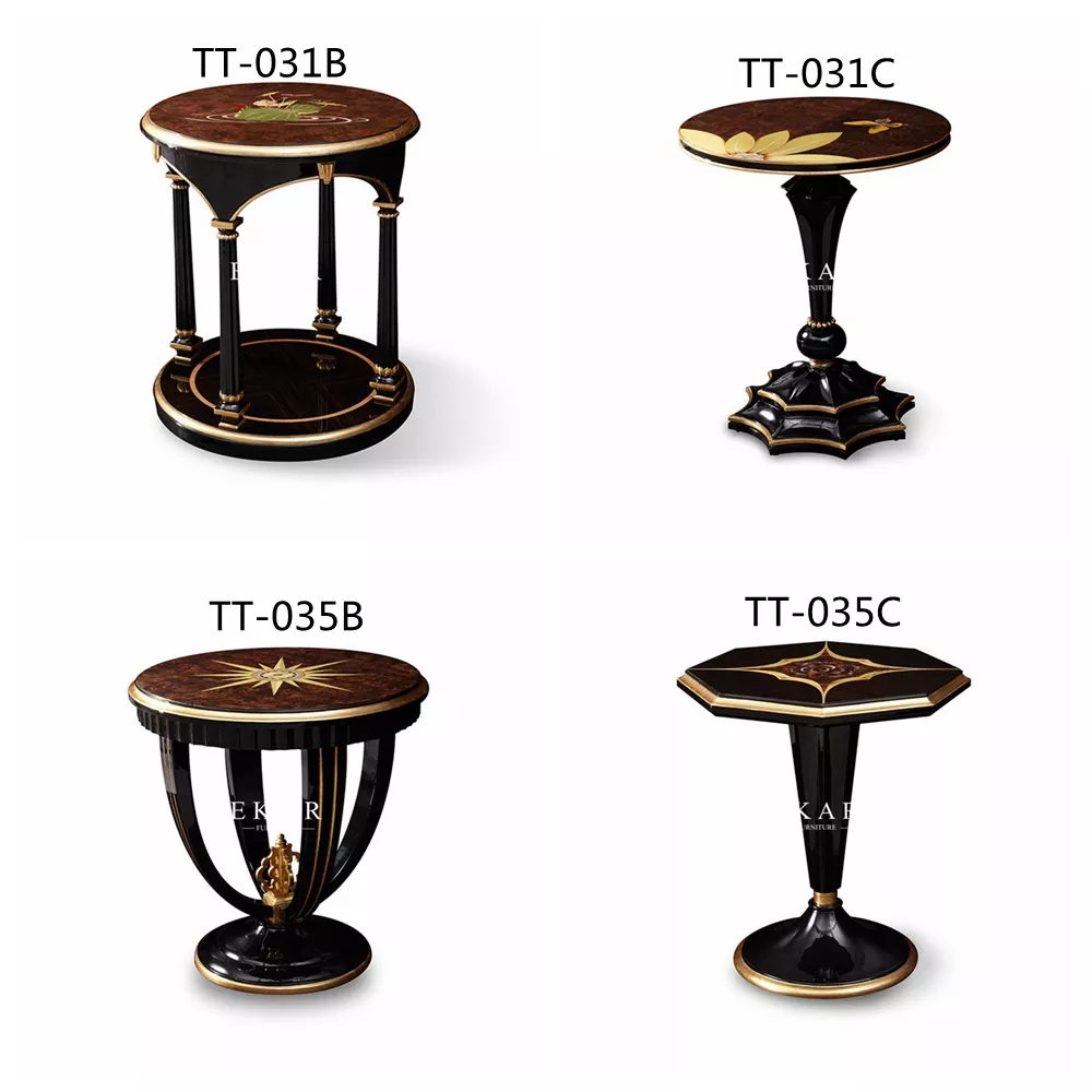 Classic Style Solid Wood Veneer Round Accent Corner Table TT031B/TT