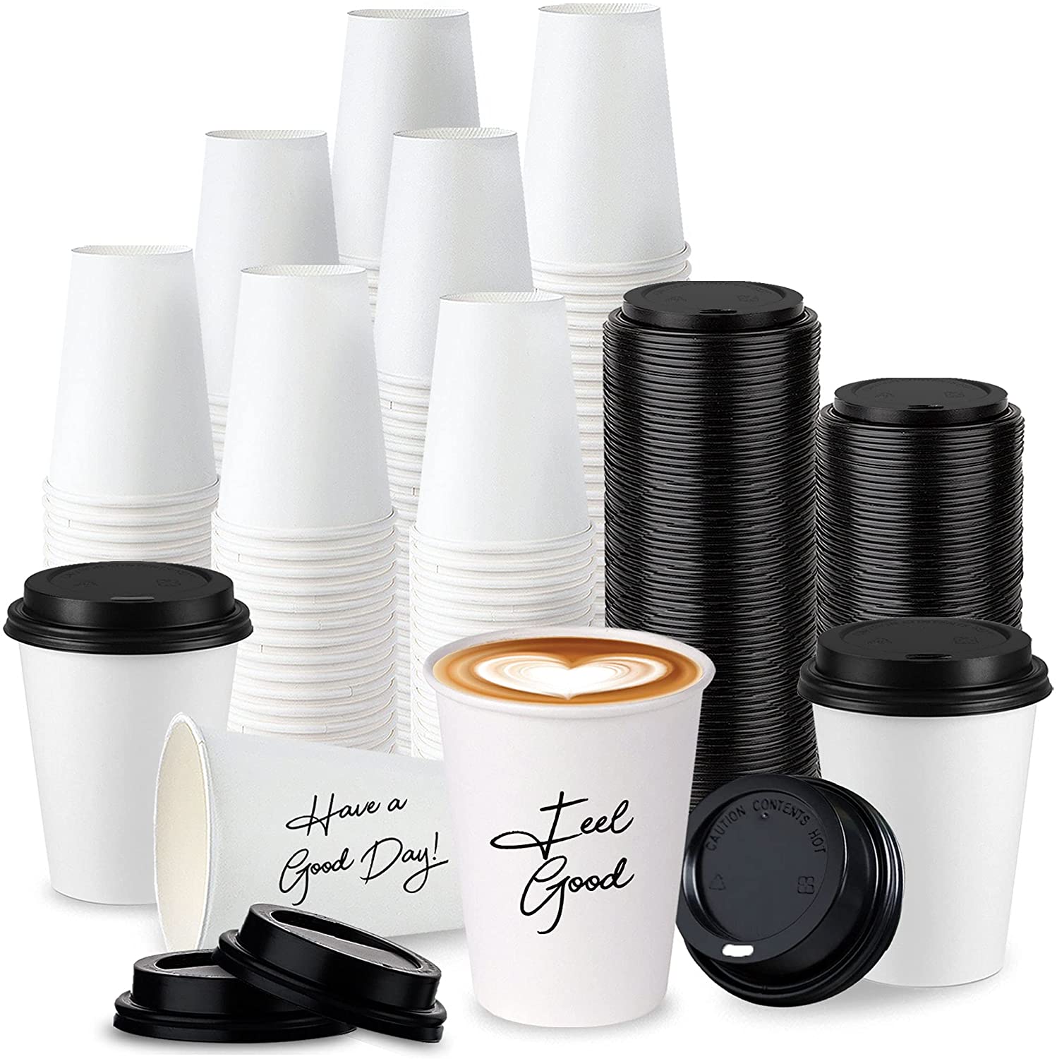 Uchampak- Hot Coffee Paper Cup Disposable Double Wall All 8oz 12oz 16oz 20oz to go cups White paper cups Single wall cup