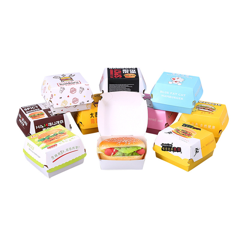 Custom Disposable Food Grade Cardboard hamburger Packaging Paper Burger Box