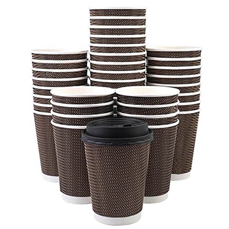 Uchampak- Disposable Coffee Cups with Lids 12 oz Travel Coffee Cups Paper Cups To Go Cups Single wall cup