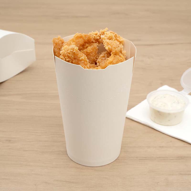 YuanChuan - 14oz Disposable Brown French Fries Cup Paper French Fries Cup Holder for Frozen Dessert Kraft Paper Cups Holder Bio Box