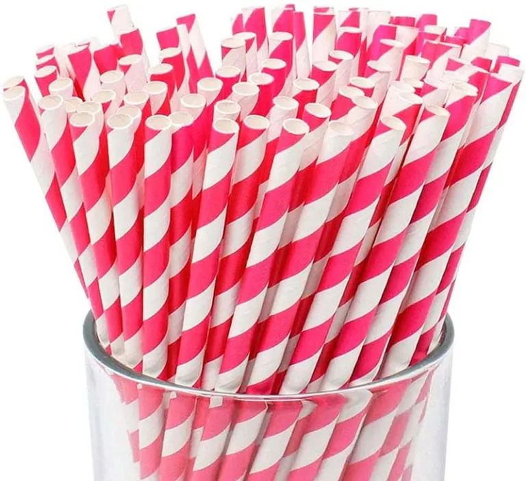 Uchampak - Biodegradable Straws Bulk, Assorted Rainbow Colors Striped Drinking  Straws for Juice, shakes Accessories