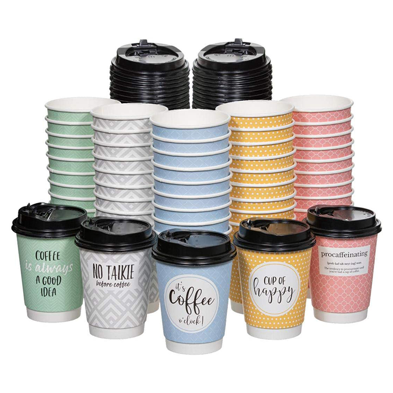 Uchampak - Hot Coffee Paper Cup Disposable Double Wall Gold Custom Logo All 8oz 12oz Packaging Double wall cup