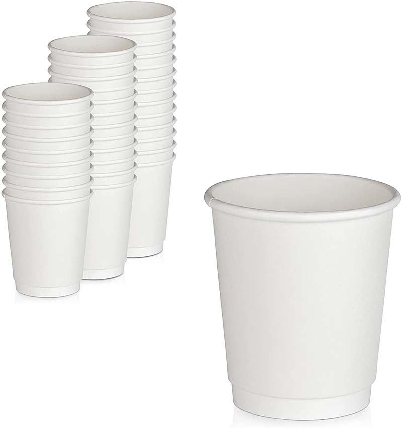 Uchampak- リサイクル可能なドーム型蓋付き 12 オンス ペーパー コーヒー カップ。 Avant Grubの100パック。丈夫でBPAフリーのシングルウォールカップ