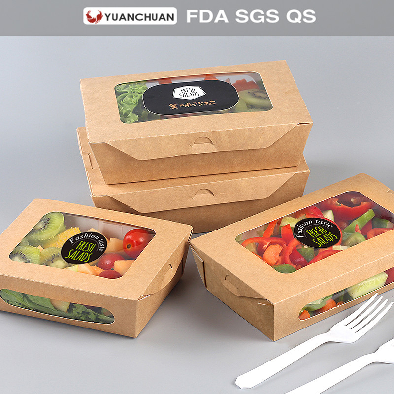Biodegradable Disposable Kraft Paper Box Packaging Salad Fruit Takeaway  Large Windows Eco-Friendly Meal Box with PLA Transparent Lid - China Paper  Lunch Box and Food Paper Box price