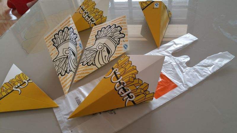 Factory price customized triangle cone fried french fries and chicken package box