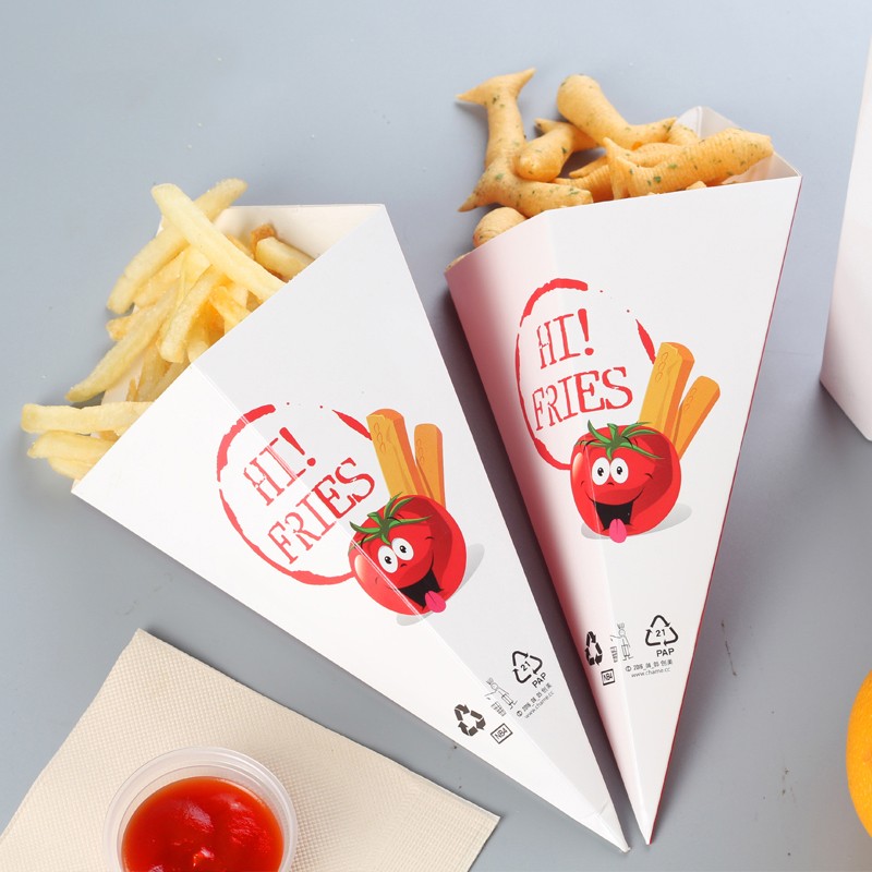 2019 customized disposable fast food fries packaging box