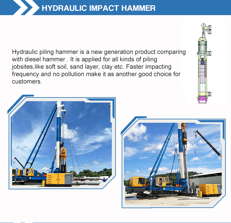 Double acting hydraulic press cylinder pile driving for precast cast concrete