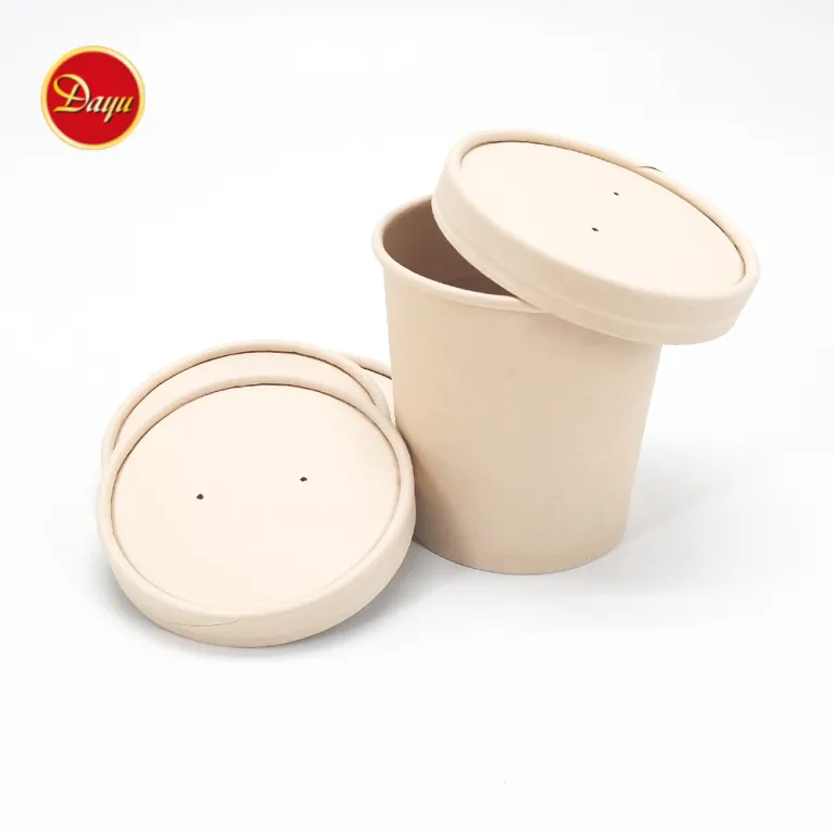 PE Lined Disposable 850ml Kraft Paper Salad Bowl Compostable To Go