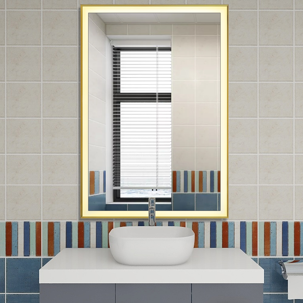 Illuminated Smart Metal frame Wall Hanging Bathroom Touch Switch Sensor LED Mirror with Lights led m(图3) Illuminated Smart Metal frame Wall Hanging Bathroom Touch Switch Sensor LED Mirror with Lights led m(图3)