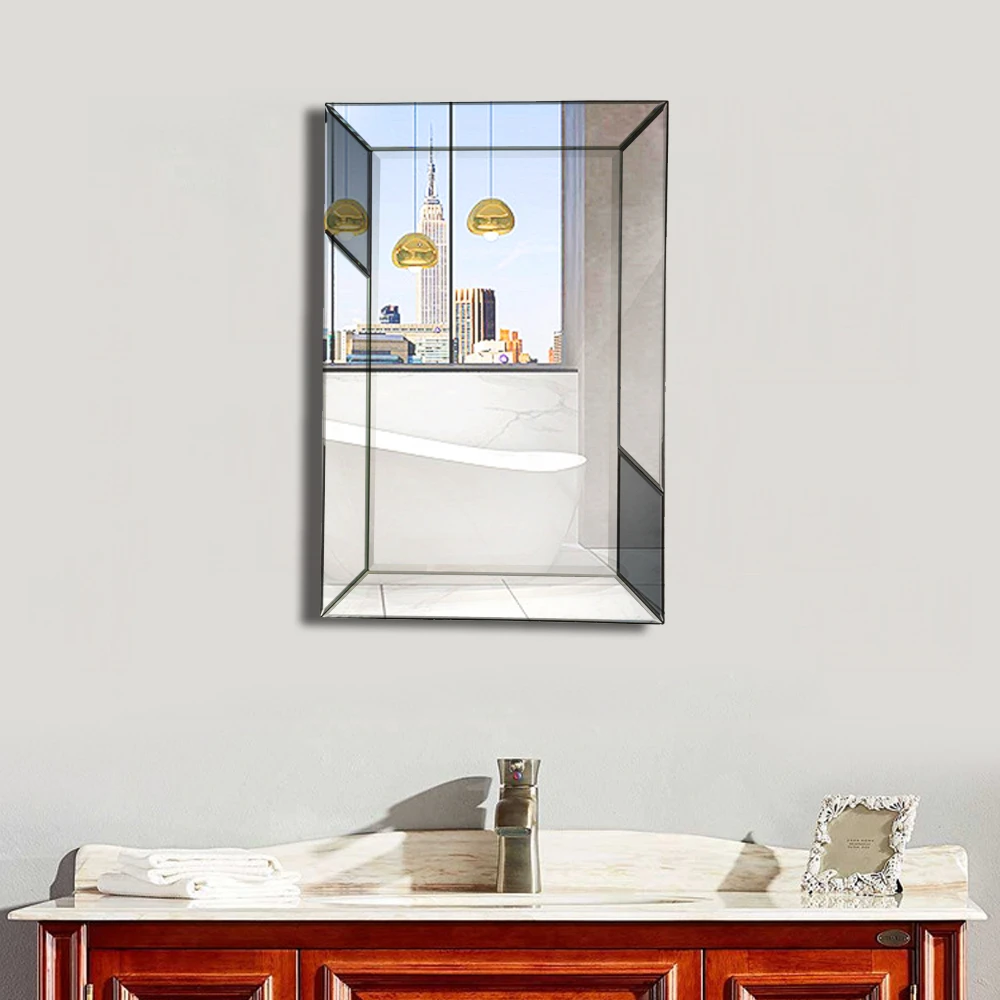 Wholesale Good Quality Hotel Customized Sizes Silver Bathroom Mirror With Metal Frame Decorative mir(图6)