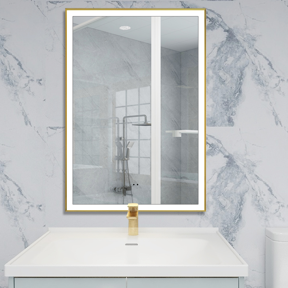 Illuminated Smart Metal frame Wall Hanging Bathroom Touch Switch Sensor LED Mirror with Lights led m(图2)