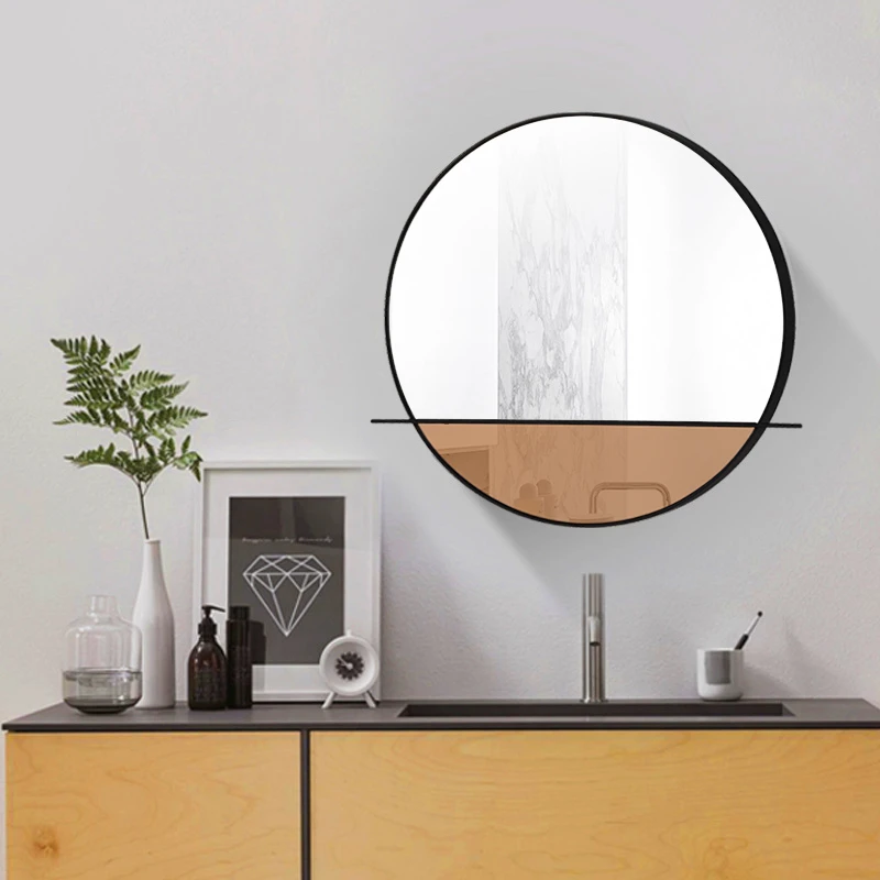 Customized living room Metal frame modern home decor circle colourful wall bedroom mirror decoration(图2)