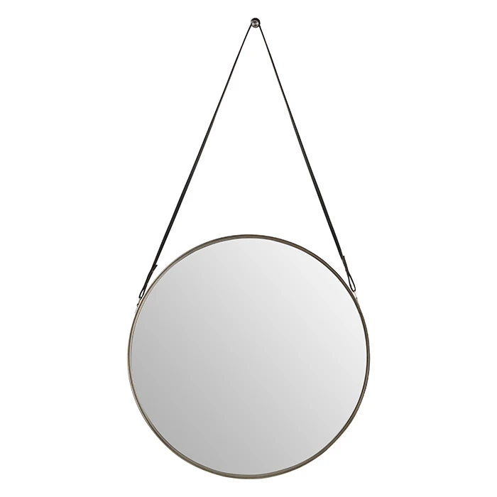 Household Creative Modern Wall Decor leather ​Hanging Bedroom Stainless Steel Mirror Bathroom mirror(图2)