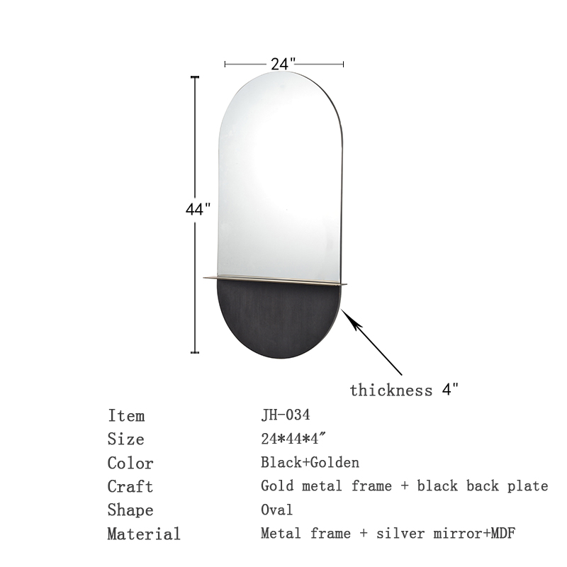 Hot item oval wood mirror for bathroom gold metal frame mirror With Shelf Bathroom mirror(图1) Hot item oval wood mirror for bathroom gold metal frame mirror With Shelf Bathroom mirror(图1)