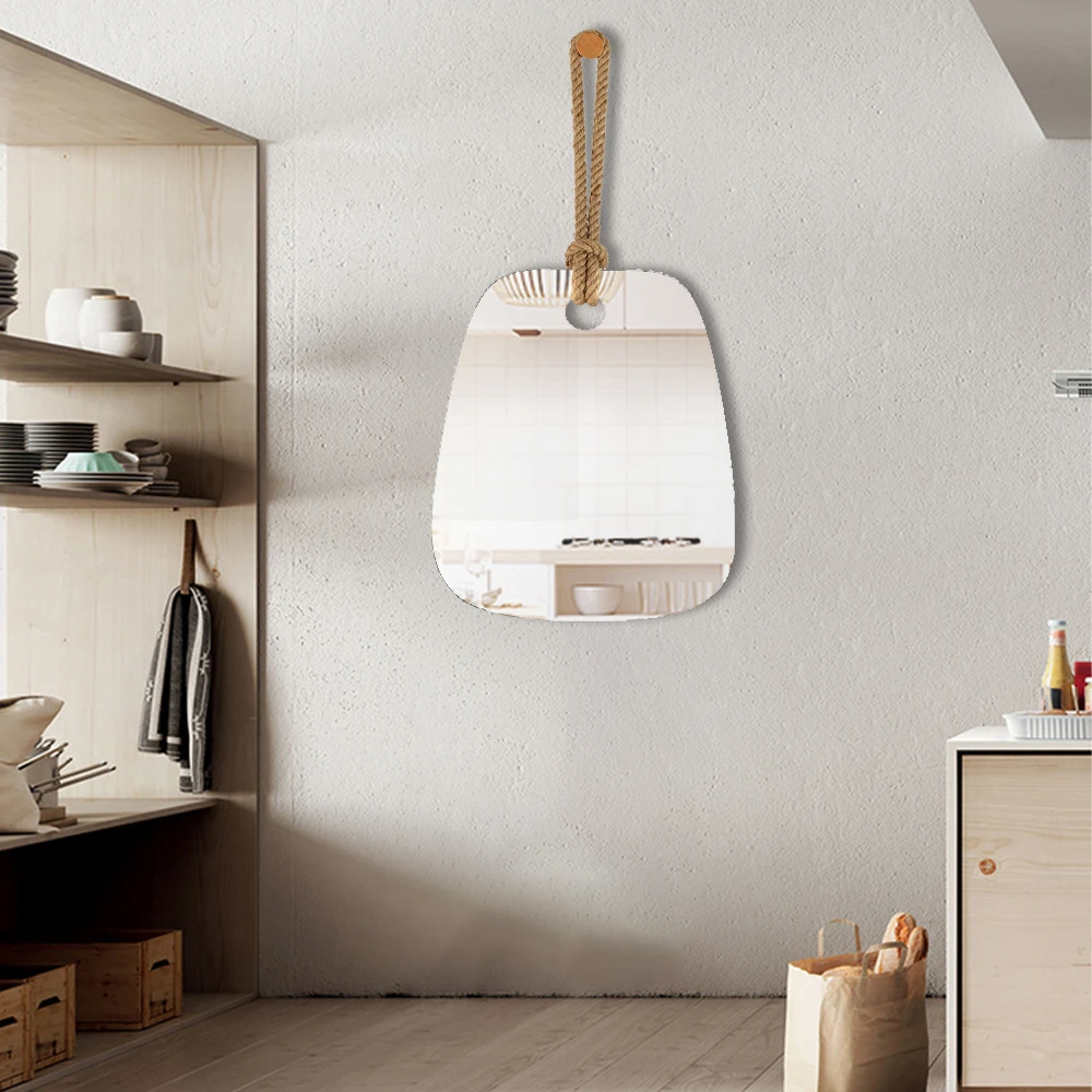 hemp rope hang The wooden peg bedroom furniture interior mirror decoration design luxurious home dec(图5)