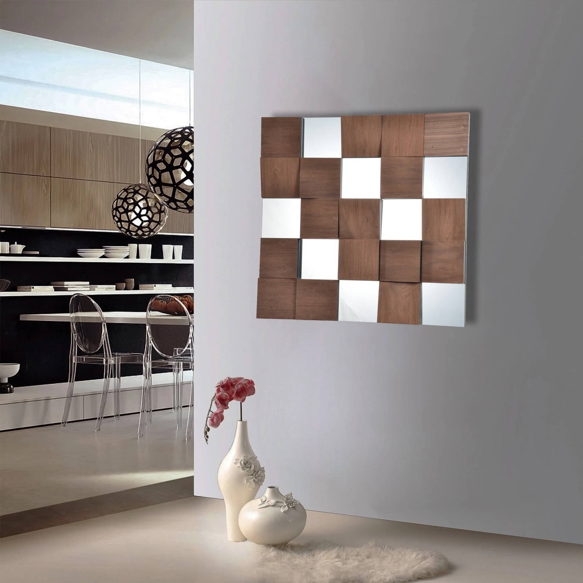 mirror bedroom furniture set luxury hot sales New style Classic decoracion unique wall mirrors mosai(图4)